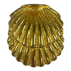 Vintage Dotty Smith Belt Buckle Designer Signed Gold Tone SEA SHELL Single Scarf